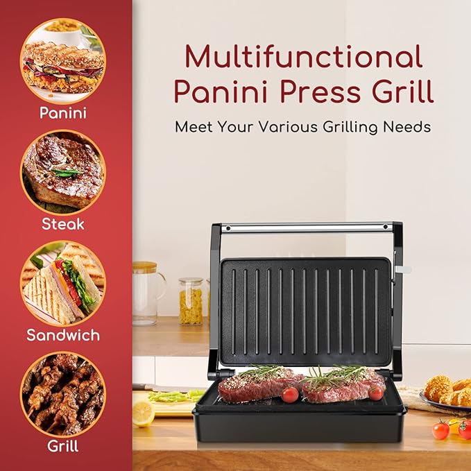Panini Press Sandwich Maker, Aigostar 1000W Sandwich Press Grill - Image 9