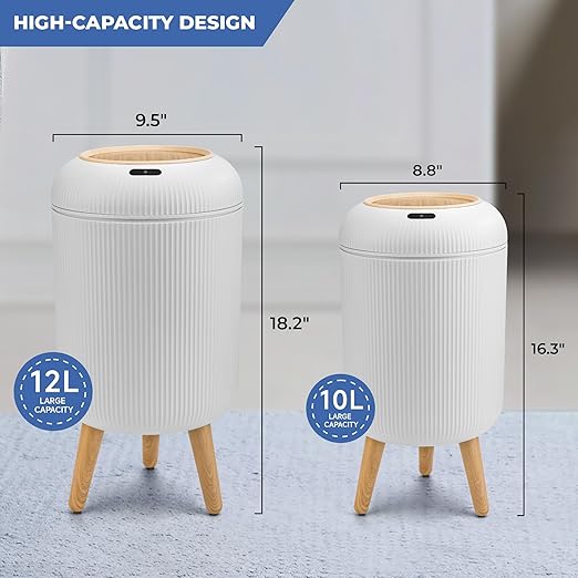 Pukomc 2 Pack Automatic Trash Can 12L /3 Gallon and 10L /2.64 Gallon Bathroom - Image 2