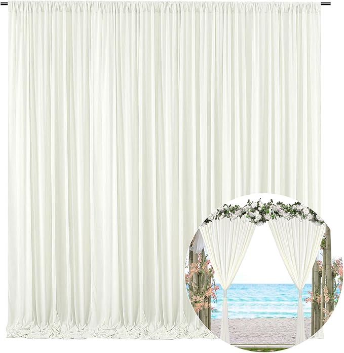10 x 7 Feet Ivory White Backdrop Curtain for Partie, Background Curtains for ...