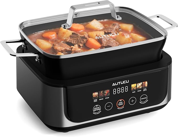 Slow Cooker 7 Quart | Programmable Multi-Cooker PFOA-Free Ceramic Coating by AUTUCU