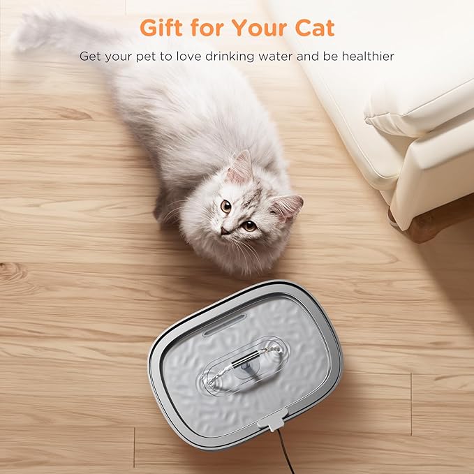 Cat Water Fountain Stainless Steel: 3.2L/108oz Pet Foundatin Water Bowl - Image 7