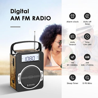 JEUJUG Radio Portable AM FM Digital Radios Clock Radio - Image 6