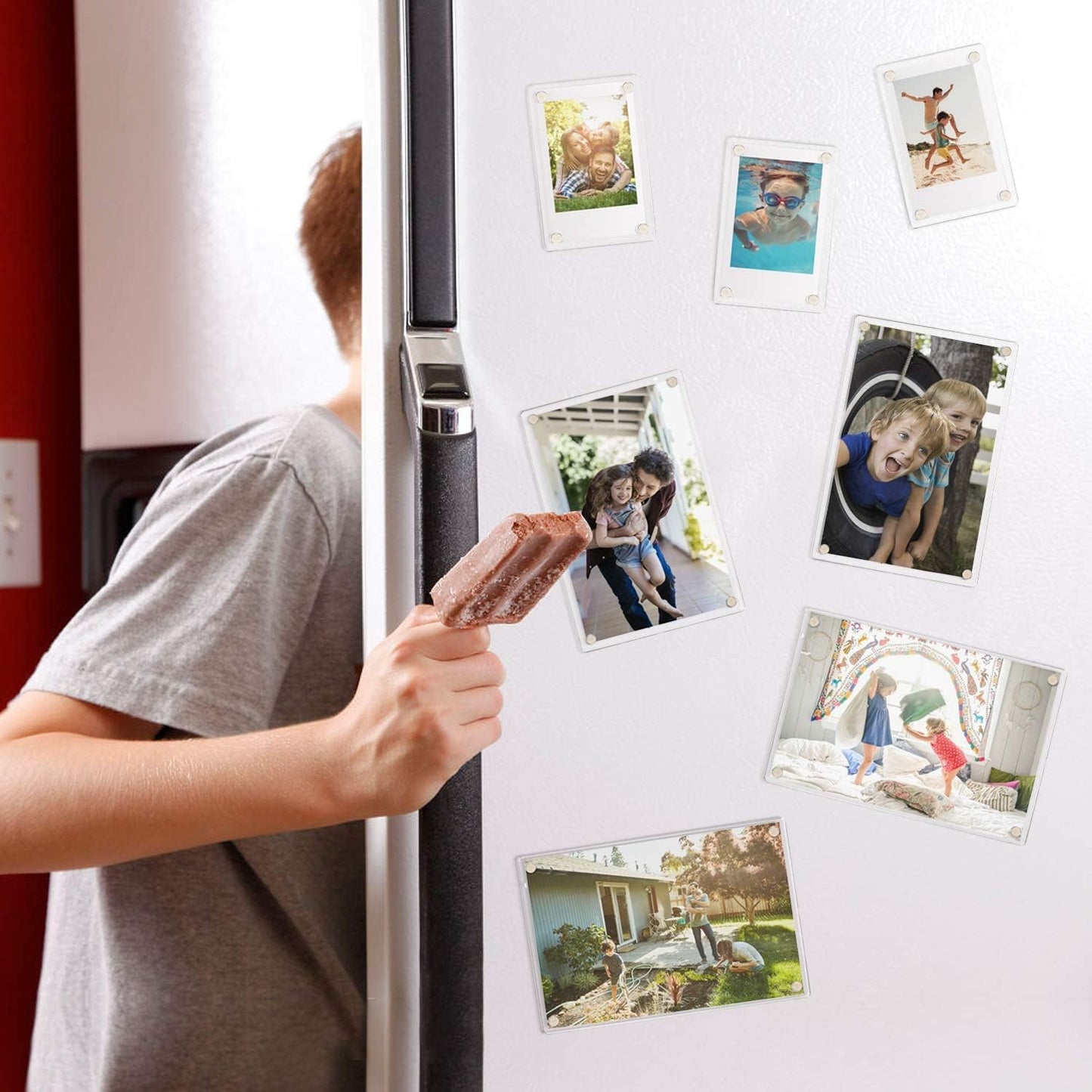 ONE WALL 10 Pack Acrylic Fridge Magnetic Frame, 2.36x3.54 Polaroid Frame | Double Sided Transparent Photo Refrigerator Magnet Picture Frame for Fujifilm Instax Mini