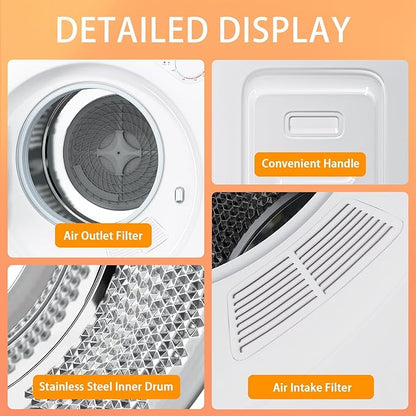 1.5 Cu.Ft Portable Clothes Dryer, 800W Fast Drying Front Load Laundry Dryer - Image 5