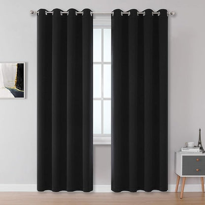 DUALIFE Black Blackout Curtain Panels/Drapes by DUALIFE