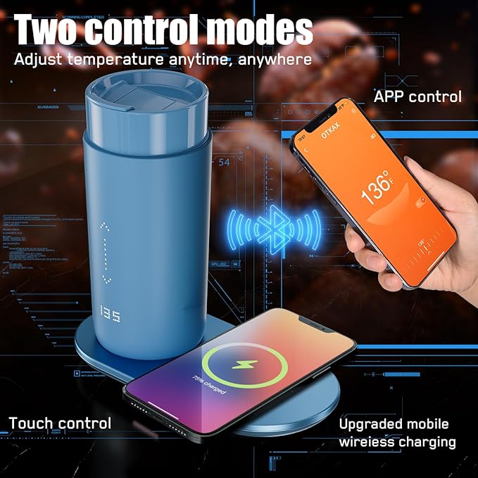 Temperature Control Heated Coffee Mug Smart Self Heating Travel Mug 12 Oz App - Image 2
