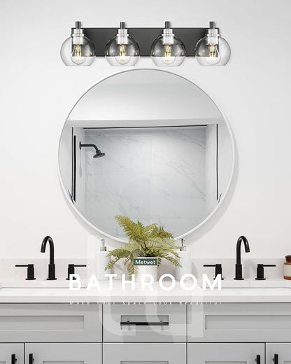METWET Bathroom Light Fixtures, 4-Light Black and Brushed Nickel Bathroom - Image 6