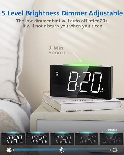 Mesqool Digital Alarm Clock for Bedroom, 7.5" Big Display, 7-Color Night Light - Image 2