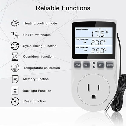 KETOTEK Digital Temperature Controller Thermostat Outlet Plug 120V - Image 2