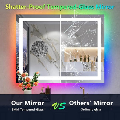 YEELAIT 36x30 Inch RGB LED Bathroom Mirror Front Light and RGB Backlit Lighted - Image 6