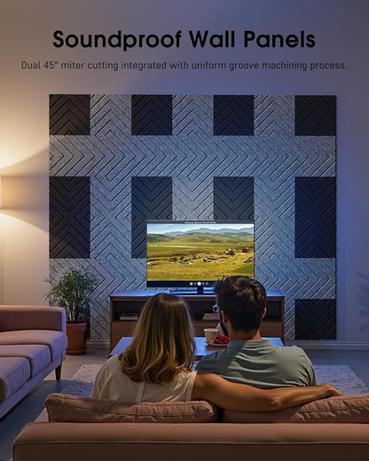 Woovio Sound Proof Foam Panels for Walls, 12 Pack Self-Adhesive Acoustic Panels - Image 2