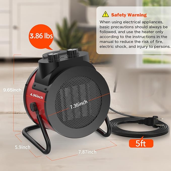 Space Heaters for Indoor Use, 1500W PTC Electric Heater - Image 4