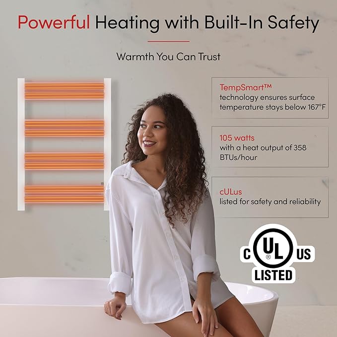 WarmlyYours Heated Towel Warmer Rack, Integrated On/Off Switch - Image 2