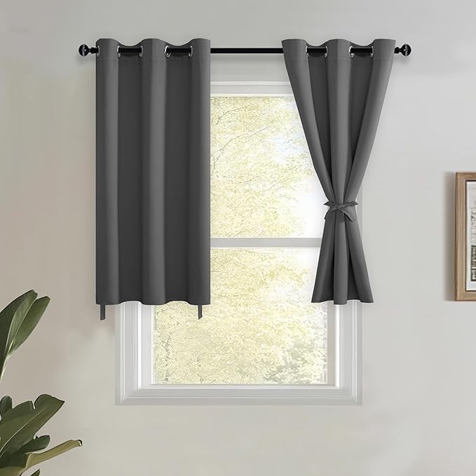 JIUZHEN Dark Grey Blackout Curtains by JIUZHEN