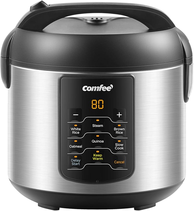 COMFEE' Compact Rice Cooker, 6-in-1 Stainless Steel Multi Cooker, Slow Cooker by COMFEE