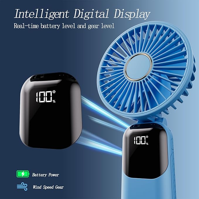 GOCKERA Portable Fan, 4200mAh Battery Operated Fan, 5 Speeds&Digital Display - Image 4