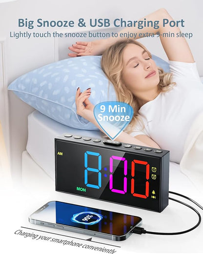Loud Alarm Clock for Heavy Sleepers, RGB Vibrating Alarm Clock - Image 6