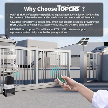 TOPENS DKC2000S Solar Sliding Gate Opener Chain Drive Automatic Gate Motor - Image 8