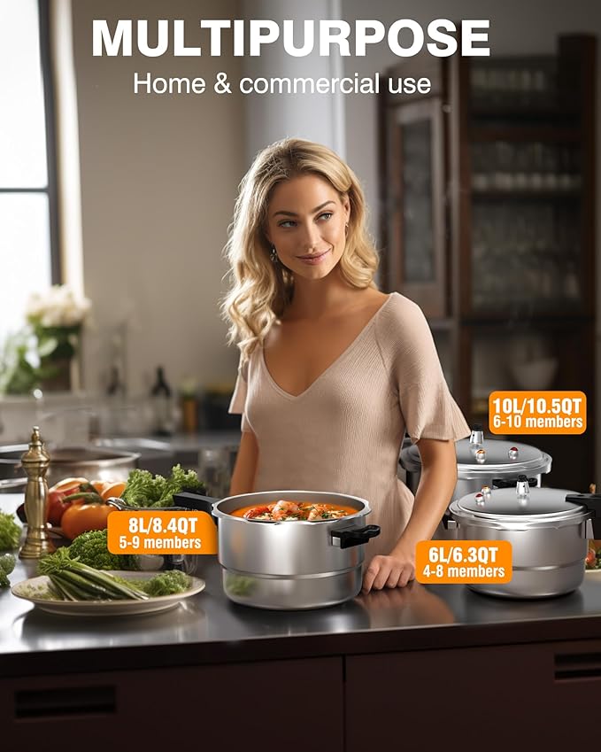 WantJoin 11Qt Aluminum Pressure Cooker w/Release Valve & Multiple Protective - Image 7