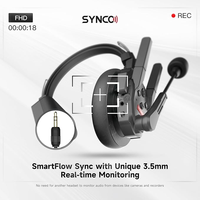 SYNCO XTALK XPro5 Wireless Intercom Headset System 2.4 GHz 500M/1640FT Full - Image 4