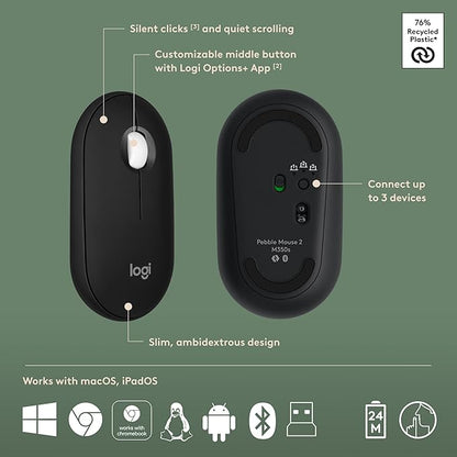 Logitech Pebble 2 Combo, Wireless Keyboard and Mouse, Quiet and Portable - Image 7