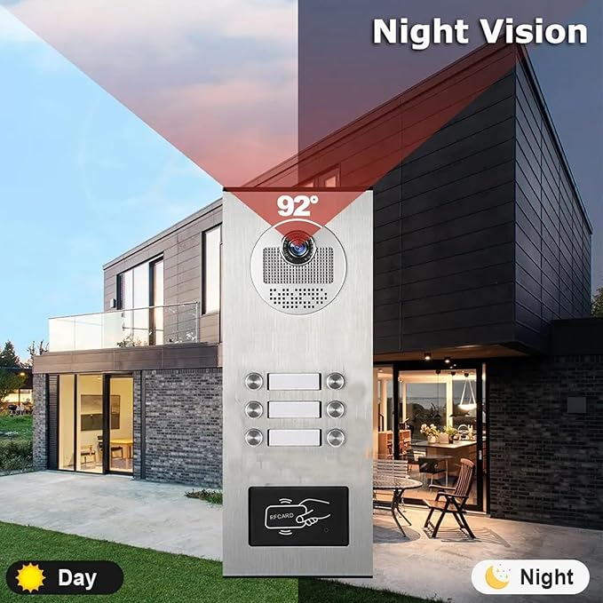 Wired Apartment Video Intercom System, 1080P HD Video Doorbell, Compatible - Image 3