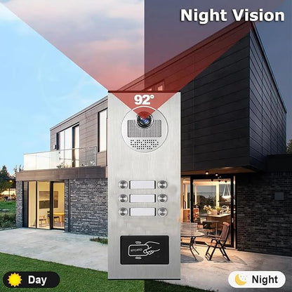 Wired Apartment Video Intercom System, 1080P HD Video Doorbell, Compatible - Image 3
