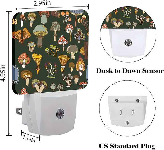 FSHVQKD Various Mushrooms Night Light, Plug Into Wall - Image 2