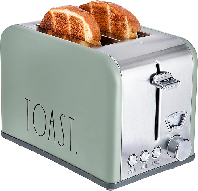 Rae Dunn Toaster, Stainless Steel 2 Slice Square Toaster, Wide Slot by RaeDunn