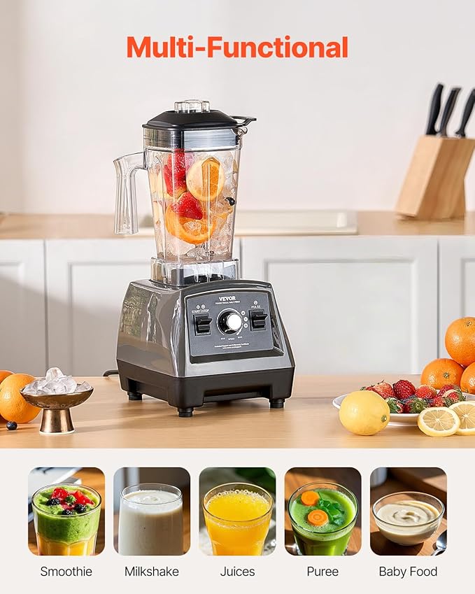 VEVOR Blender for Smoothies, 61 oz 1400W, Professional Blender - Image 4
