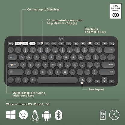 Logitech Pebble 2 Combo for Mac, Wireless Keyboard and Mouse, Quiet and Portable - Image 6