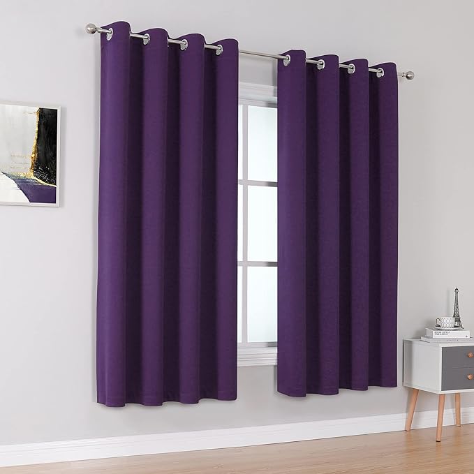 DUALIFE Dark Purple Blackout Curtain Panels - Image 2