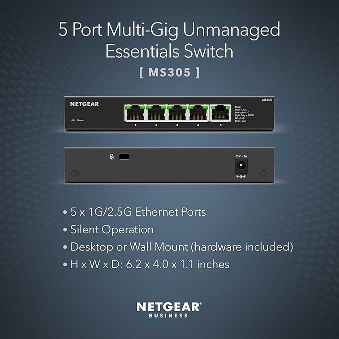 NETGEAR 5-Port Multi-Gigabit Ethernet Unmanaged Essentials Network Switch - - Image 2