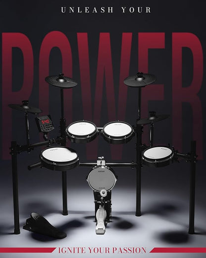 AKLOT Electric Drum Set with Kick-Tower: 4 Dual Zone Mesh Pads, 8’’ Tower-Style - Image 2