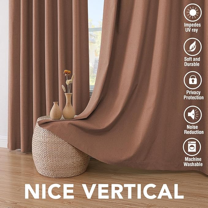 H.VERSAILTEX Linen Blackout Curtains 63 Inches Long 100% Blackout Thermal - Image 7