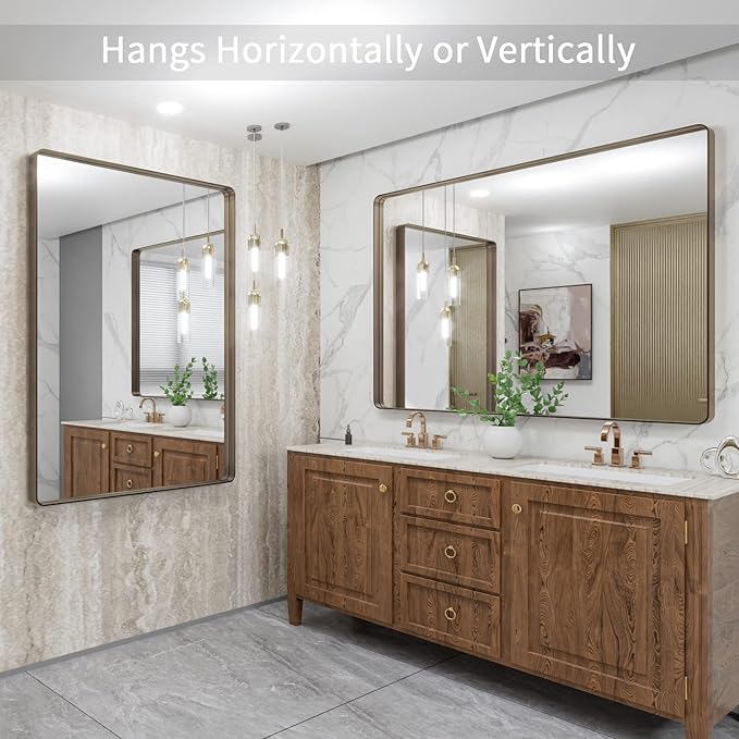LOAAO 48”X36” Bronze Bathroom Mirrors - Image 4
