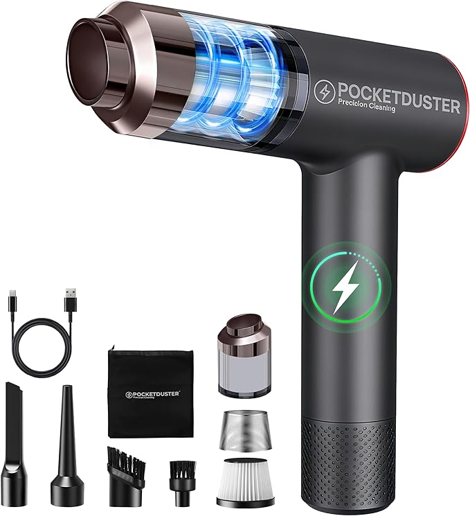 2-in-1 Compressed Air Duster and Mini Vacuum Cleaner by PocketDuster