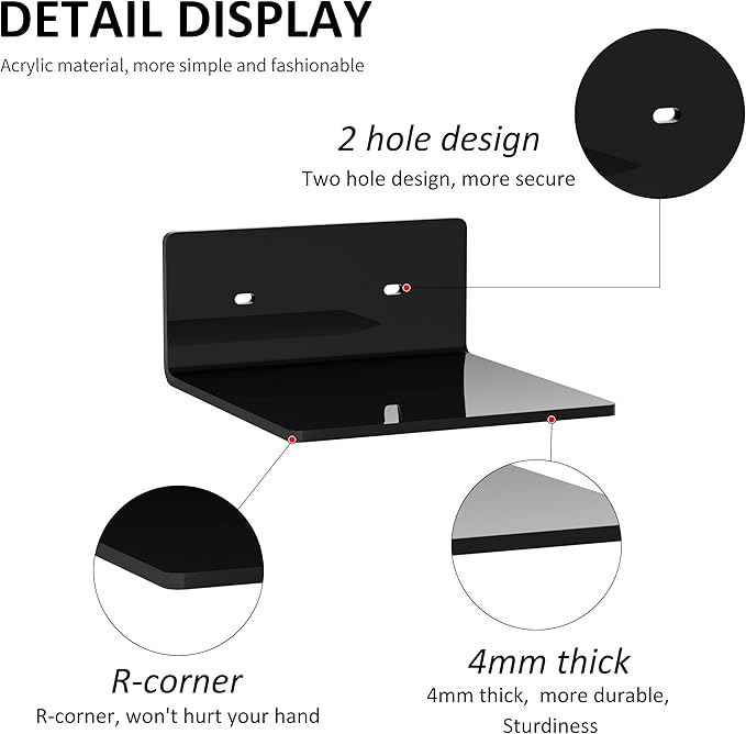 6 Inches Acrylic Small Wall Shelves 2 Pack, Floating Shelf - Image 4