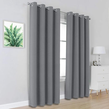 DUALIFE Grey Blackout Curtains for Bedroom 84 inches Long 2 Panels Grommet - Image 2