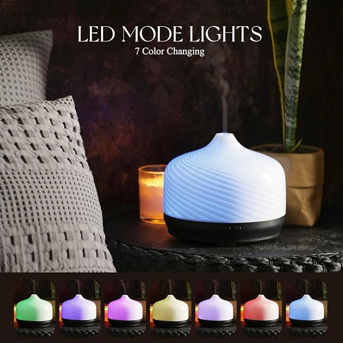Porseme 500ml Glass Essential Oil Diffuser Aromatherapy Ultrasonic Cool Mist - Image 2