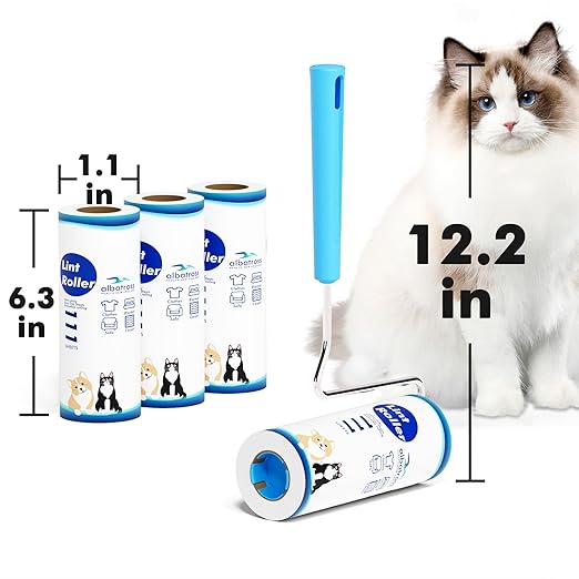 Large Surface Extra Sticky Lint Roller 6.3'', 444 Sheets Long Handle Pet Hair - Image 4