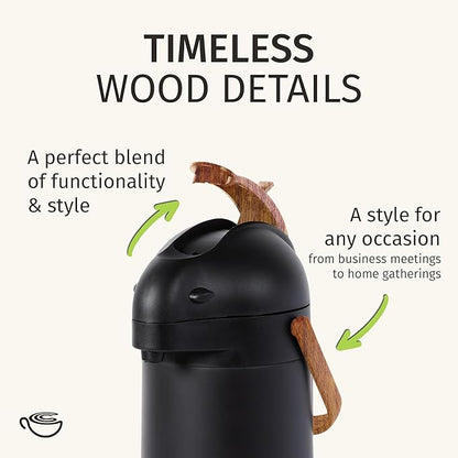 Thermal Coffee Carafe 102Oz w/Wood Trim, Keeps Coffee Hot - Image 2