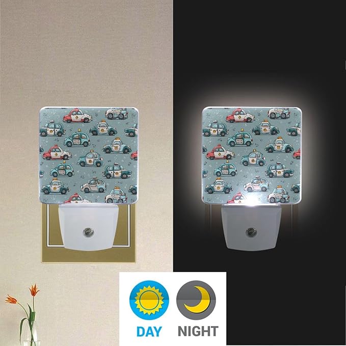 Pigsaly Led Night Light Funny White Police Cars Night Light Plug in Wall Lamp - Image 5