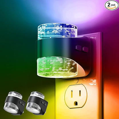 L LOHAS LED Night Light, RGB Bubble Night Lights Plug into Wall, 2 Pack by LLOHASLED