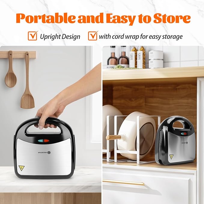 Aigostar Sandwich Maker Panini Press Grill, 3 in 1 Waffle Maker - Image 7