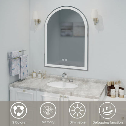 Simple Deluxe 24x32 inch Arched Mirror for Bathroom Vanity Mirror or Wall Decor, Arch Mirror Brushed Metal Frame, Wall Mounted Mirror for Bathroom LivingRoom Bedroom Entryway(24''×32'')
