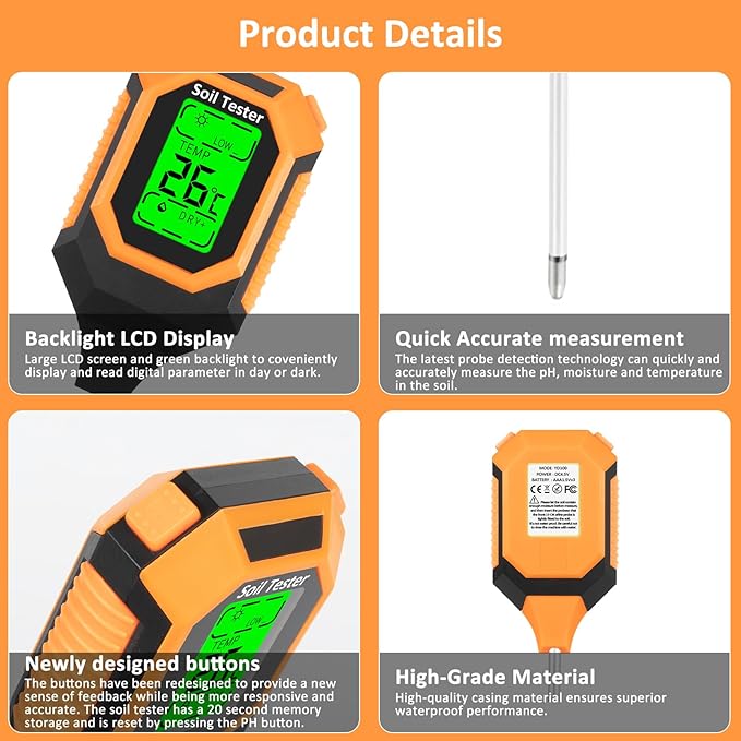 4-in-1 Soil Moisture Meter Digital PH Meter/Soil Moisture/Plant - Image 6