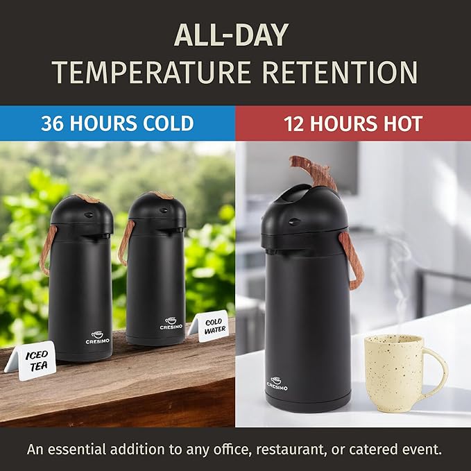 Thermal Coffee Carafe 102Oz w/Wood Trim, Keeps Coffee Hot - Image 3
