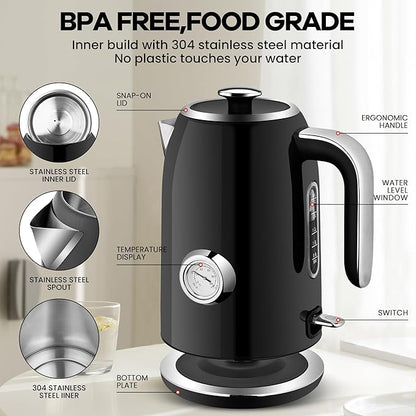 PUKOMC Electric Kettle, 1.7L Stainless Steel Tea Kettle - Image 2