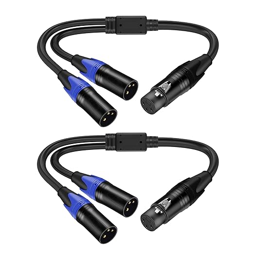 LanSenSu XLR Female to 2 XLR Male Patch Y Cable, Balanced Microphone Splitter by LanSenSu